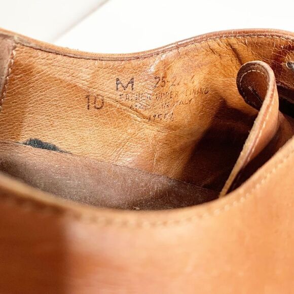 Johnston & Murphy Men's Shoes Oxfords Brown Leather Apron Toe Made in Italy - 10 - Picture 11 of 13